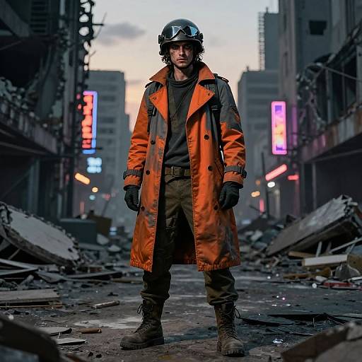 Rugged Survivor in Post-Apocalyptic City