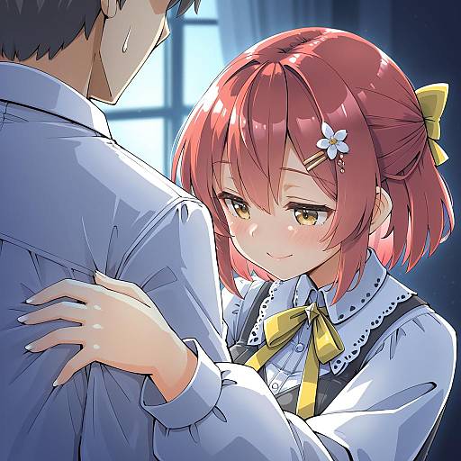 Illustration of Hanasaki miyabi, holostars in the style of Arnest