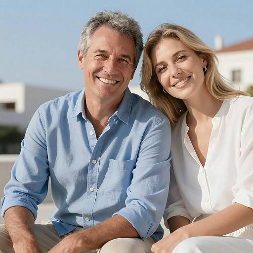 Smiling Middle-Aged Couple Outdoors