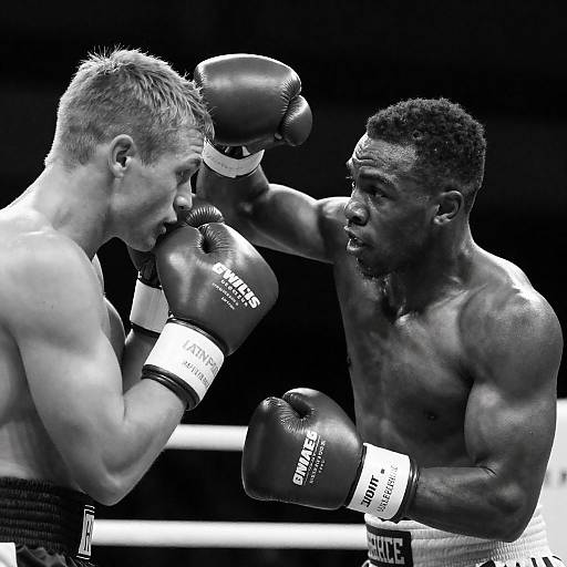 Dynamic Black and White Boxing Moment