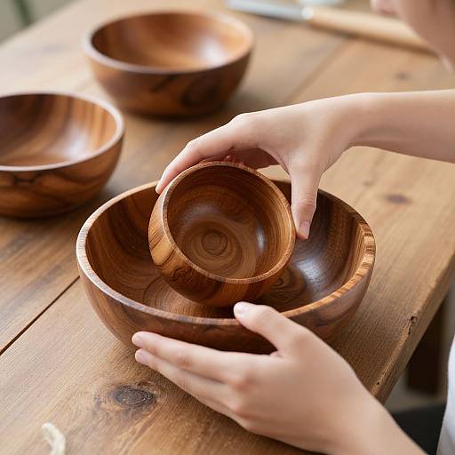 Woman Crafting Wooden Bowls
