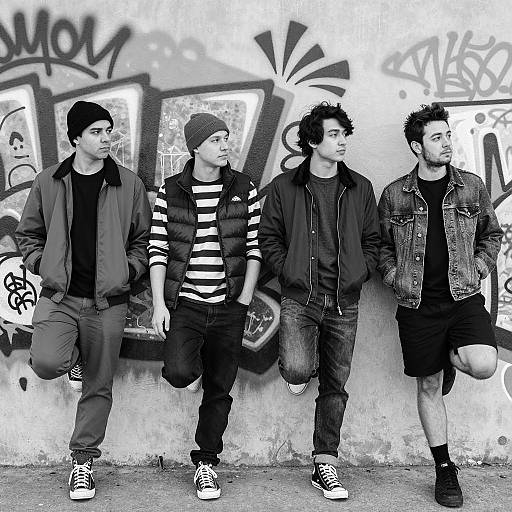 Group of Young Men Standing by Graffiti Wall