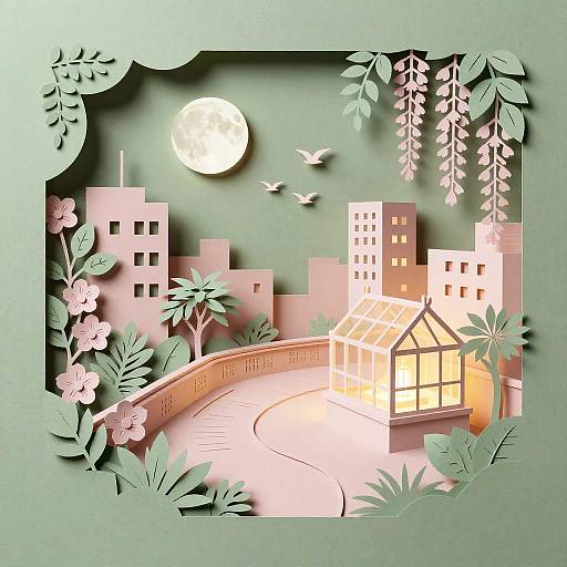 Digital Paper Cut Urban Garden