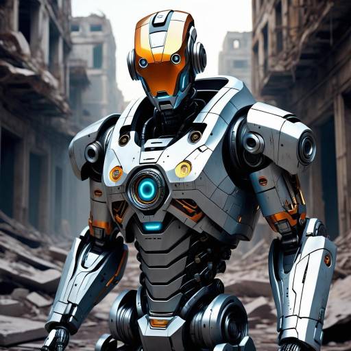 Sleek Robotic Explorer in Abandoned Ruins Sleek Robotic Explorer in Abandoned Ruins