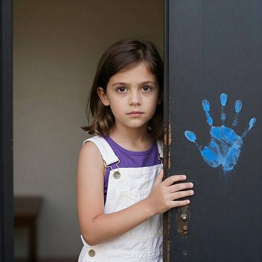 Curious Girl Peeking Through a Door