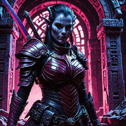 Female Githyanki Warrior in Floating Ruined Temple