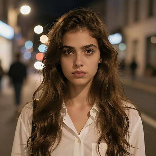 Romantic Night Portrait of Young Woman