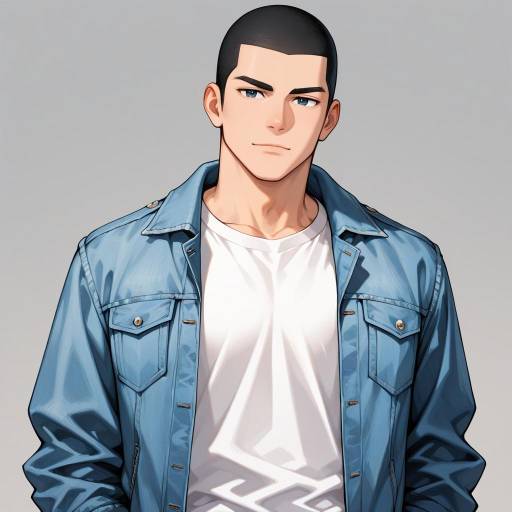 Toned Boy with Bronze Skin and Buzz Cut Toned Boy with Bronze Skin and Buzz Cut