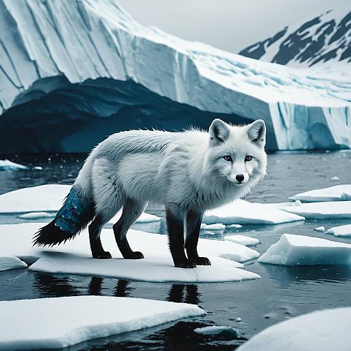 Arctic Fox with Sailfish Fins on Ice Floe