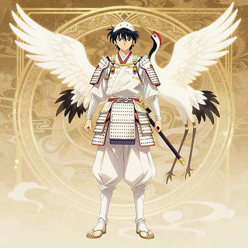Anime Crane Samurai Full Body Portrait