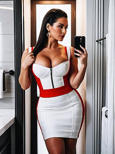 Sultry Red Bandage Dress in Narrow Washroom