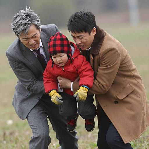 Dramatic Action Scene with Three Characters