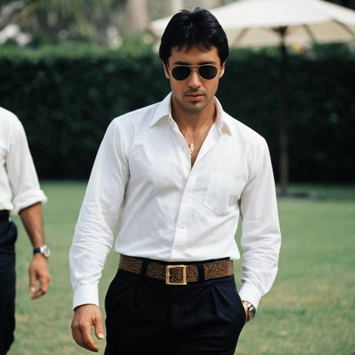 Stylish Man in White Shirt with Sunglasses