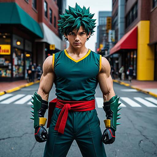 Izuku Midoriya Cosplay in Urban Street