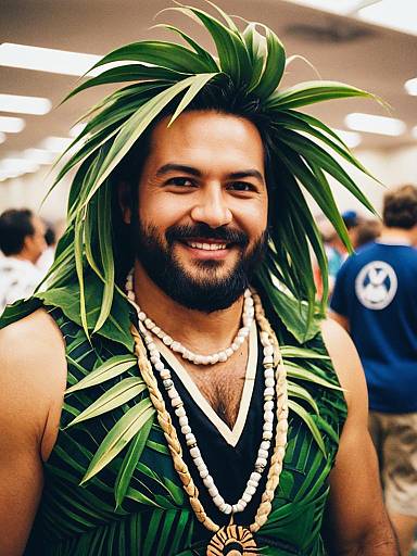 Man in Traditional Hawaiian Costume