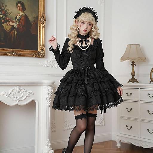 Elegant Young Woman in Ornate Room