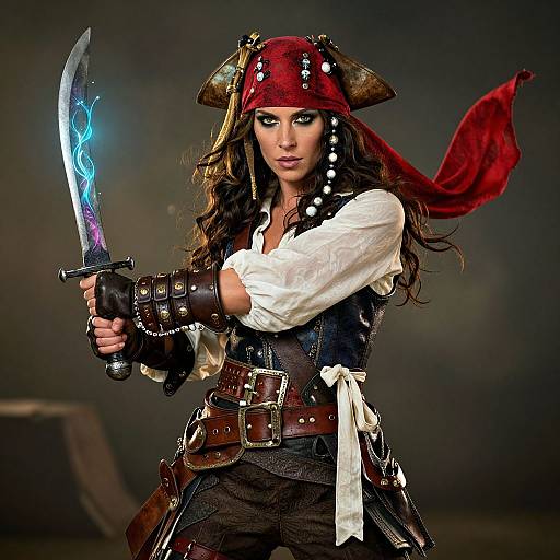 Regal Pirate Woman with Curved Blade