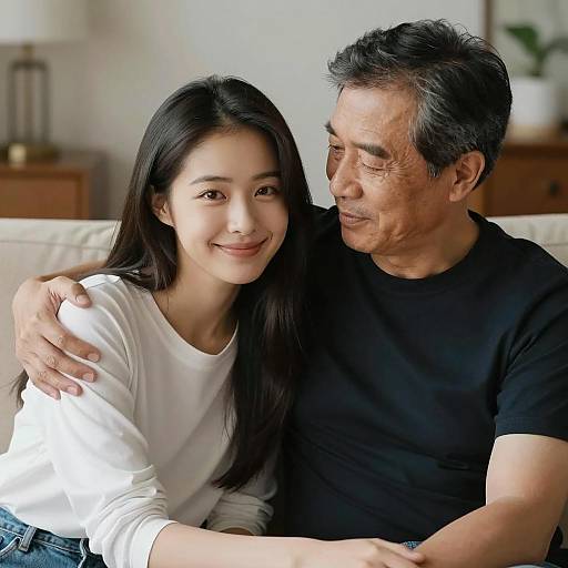 Warm Bond Between Generations on Couch