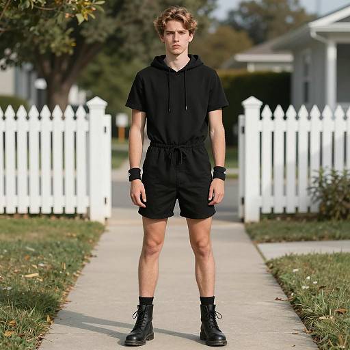 Stylish Young Man in Black Romper
