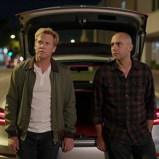 Nighttime Duo by Car Trunk