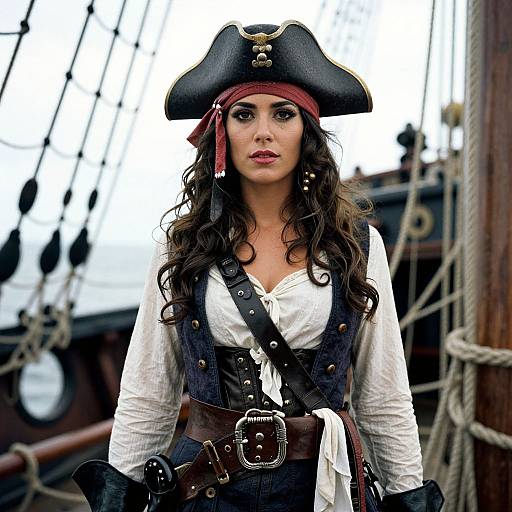 Pirate Woman on Ship Deck