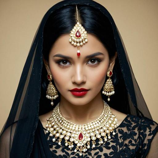 Indian Woman in Black Dress with Traditional Jewelry