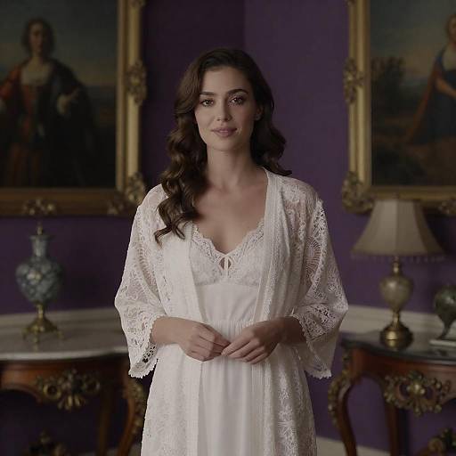 Elegant Woman in Dimly Lit Room