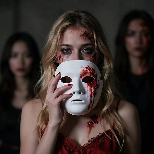 Eerie Portrait of a Bloodied Woman