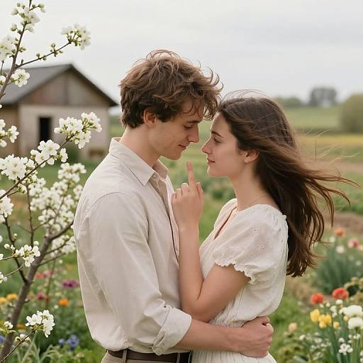 Young Couple Embracing in Garden