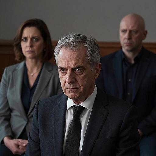 Serious Trio in Dimly Lit Room