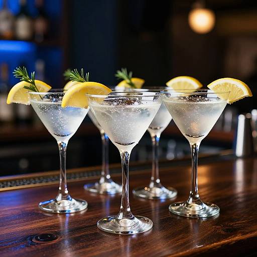 Sparkling Martini Glasses on Bar