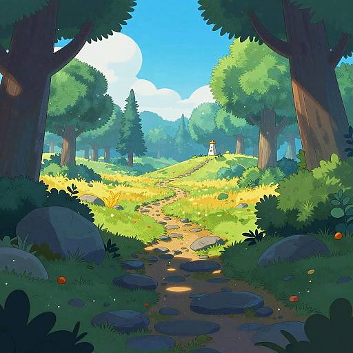 Cel-Shaded Enchanted Autumn Landscape