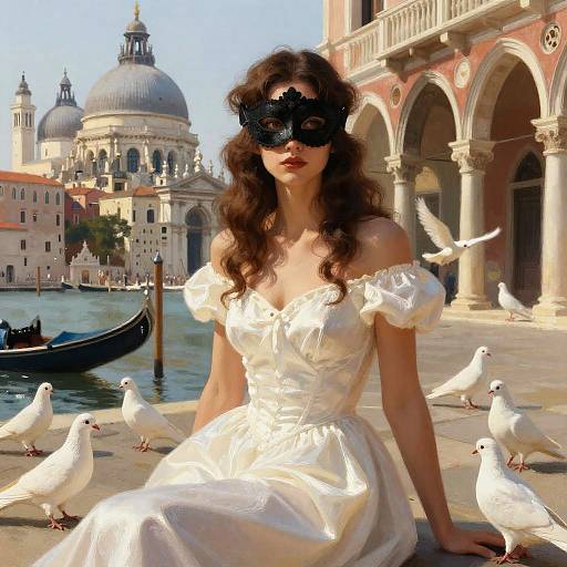 Enigmatic Woman in Venice Setting
