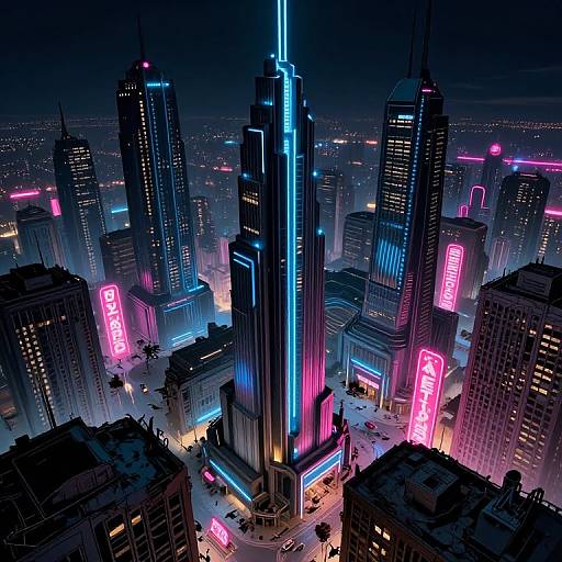 Vintage Sci-Fi Futuristic Cityscape