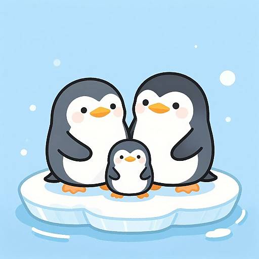 Cozy Penguin Family on Ice Floe