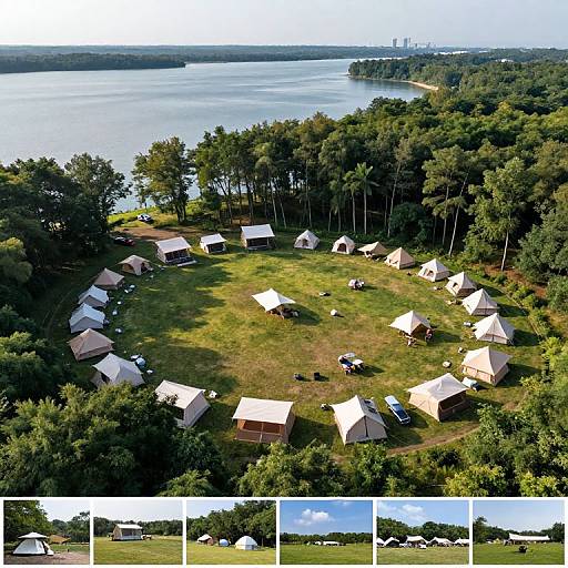Lakeside Woodland Campsite Scene