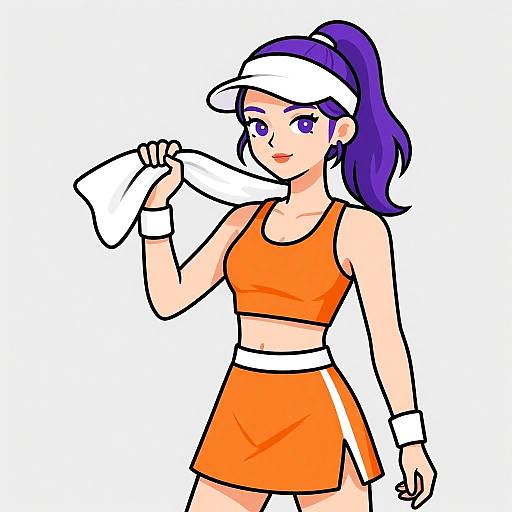 Sporty Woman in Bright Orange Tennis Wear