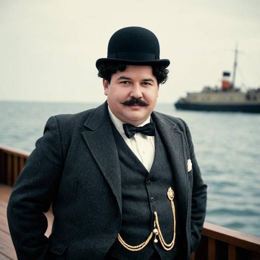 Vintage 1930s Style Man with Bowler Hat by Sea