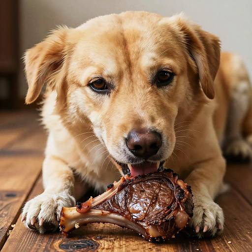 Happy Dog Enjoying Juicy Steak