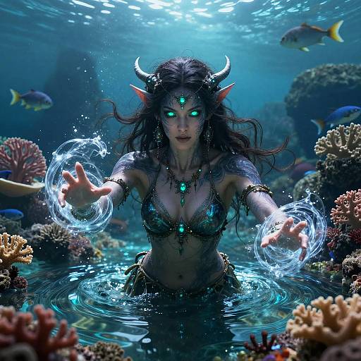 Powerful Female Water Genasi Sorceress
