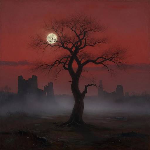 Haunting Twilight with Twisted Tree