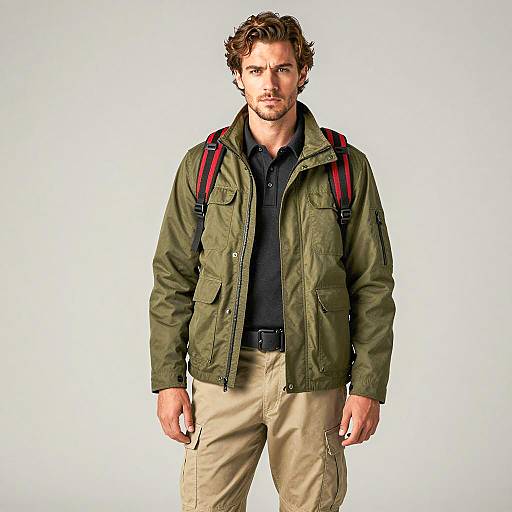 Serious Young Man in Rugged Outfit