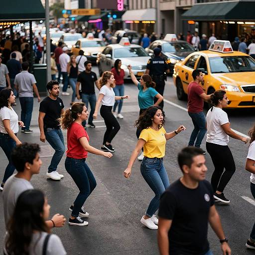 Vibrant City Street Life in Action