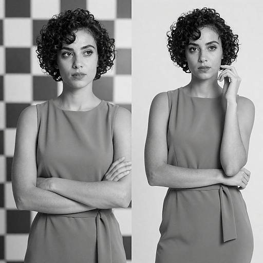 Black and White Dual-Pose Fashion Portrait