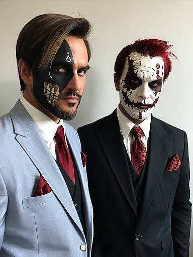 Men in Two-Face Cosplay Suits