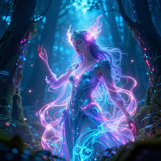 Enigmatic AI Photo Wizard in Cyber Forest