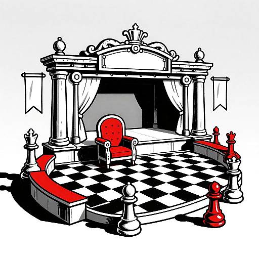 Bold Chessboard Amphitheater Illustration