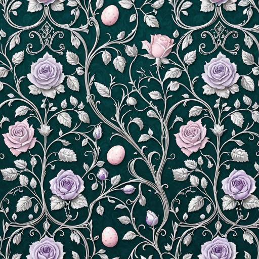Luxurious Deep Teal Floral Wallpaper Design