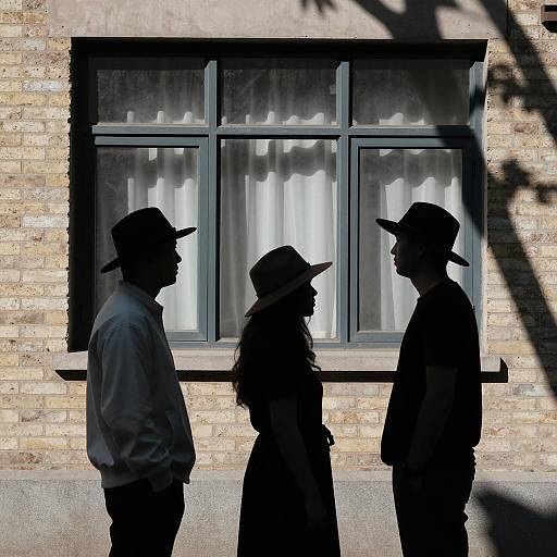 Silhouettes of Three People by Window