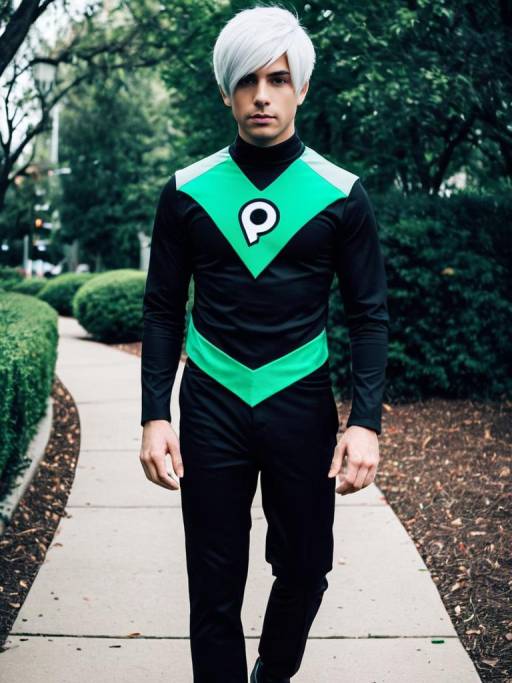 Man in Danny Phantom Cosplay Costume